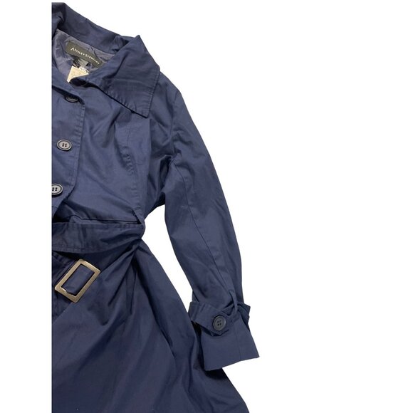 Ashley Stewart Womens Navy Blue trench peacock Coat Size 26 SKU 9250 - Picture 4 of 11